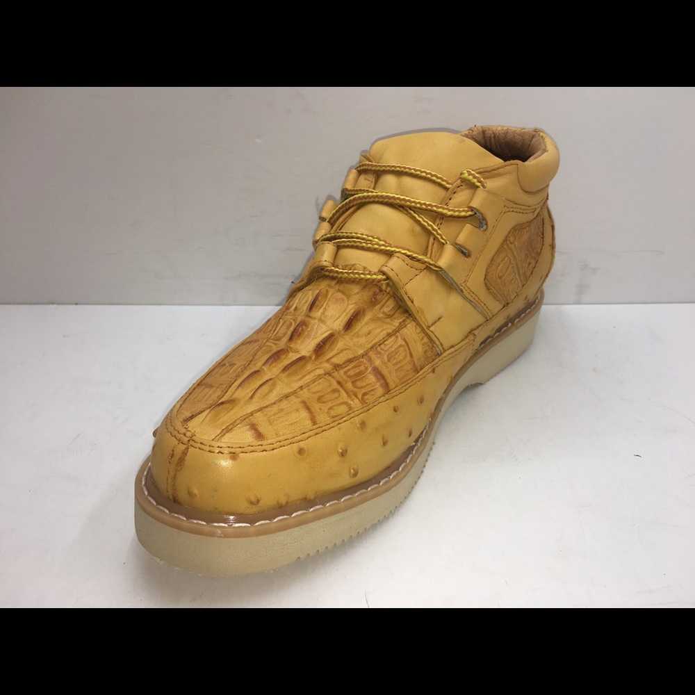 Men’s Crocodile/Ostrich Print Leather Shoes lightweight soft and comfy 1214 - Picture 3 of 5